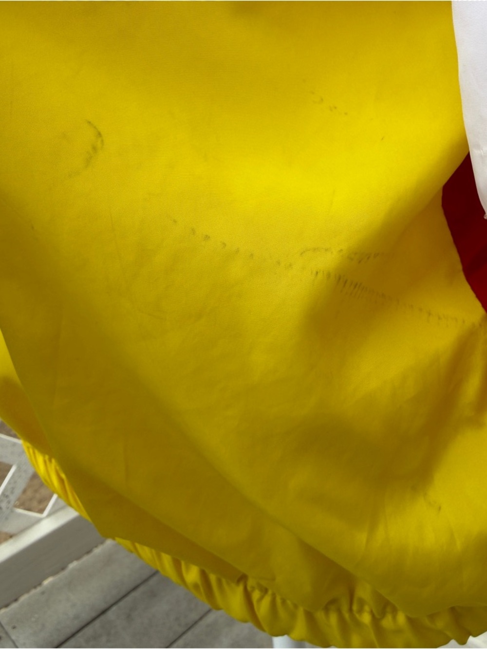 Urban Retro Colorblock Windbreaker Yellow Red White Women Small Zip Jacket Hood - Picture 7 of 9